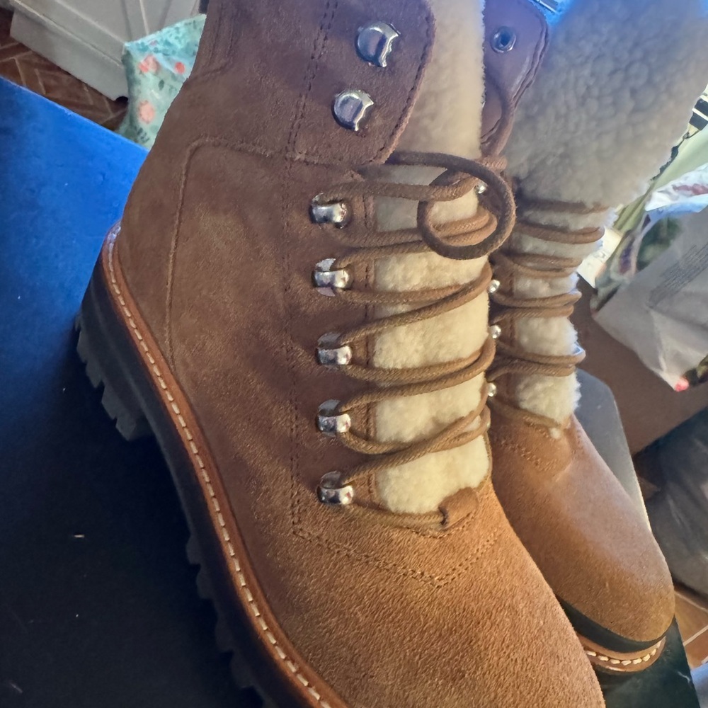 Marc Fisher Tan Suede Boots with Shearling